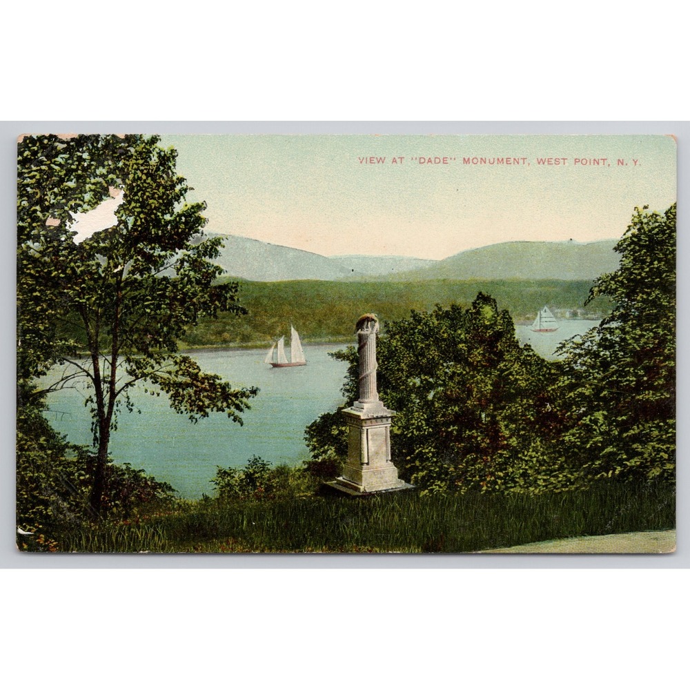 View at Dade Monument West Point New York Vintage Postcard Hudson River